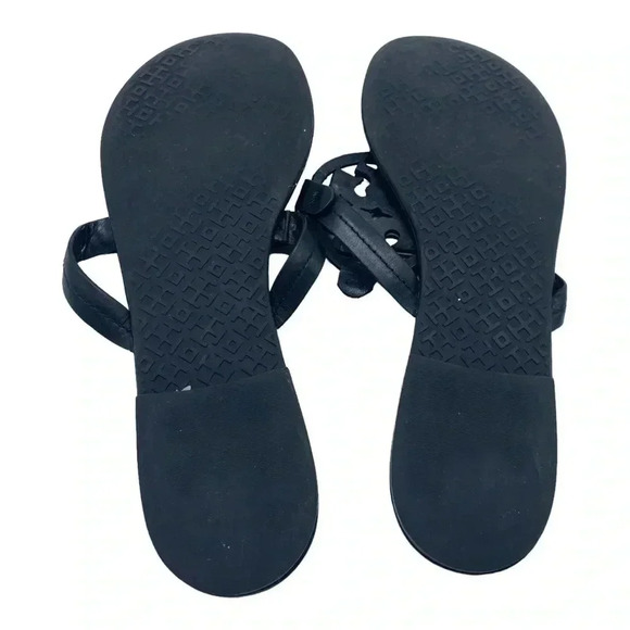 Tory Burch Miller rhinestone black leather thong Sandal size 9.5 - Picture 2 of 9